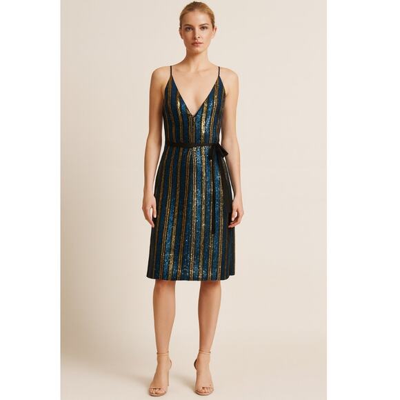 Robert Rodriguez Sequin Wrap Dress New With Tags Extra Small - Picture 1 of 9